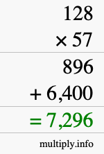 How to calculate 128 times 57 using long multiplication How to calculate 128 times 57 using long multiplication