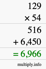How to calculate 129 times 54 using long multiplication How to calculate 129 times 54 using long multiplication