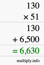 How to calculate 130 times 51 using long multiplication How to calculate 130 times 51 using long multiplication