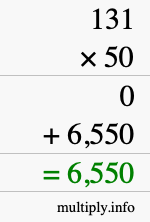 How to calculate 131 times 50 using long multiplication How to calculate 131 times 50 using long multiplication