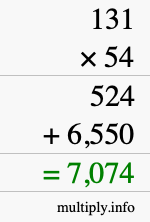 How to calculate 131 times 54 using long multiplication How to calculate 131 times 54 using long multiplication
