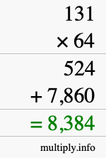 How to calculate 131 times 64 using long multiplication How to calculate 131 times 64 using long multiplication