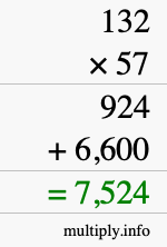 How to calculate 132 times 57 using long multiplication How to calculate 132 times 57 using long multiplication