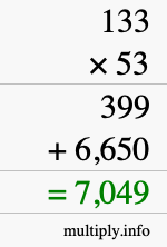 How to calculate 133 times 53 using long multiplication