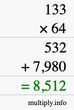 How to calculate 133 times 64 using long multiplication How to calculate 133 times 64 using long multiplication