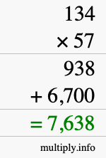 How to calculate 134 times 57 using long multiplication How to calculate 134 times 57 using long multiplication