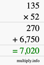 How to calculate 135 times 52 using long multiplication How to calculate 135 times 52 using long multiplication
