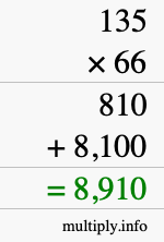 How to calculate 135 times 66 using long multiplication How to calculate 135 times 66 using long multiplication