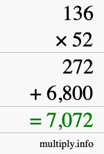 How to calculate 136 times 52 using long multiplication How to calculate 136 times 52 using long multiplication