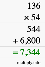 How to calculate 136 times 54 using long multiplication How to calculate 136 times 54 using long multiplication
