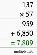 How to calculate 137 times 57 using long multiplication How to calculate 137 times 57 using long multiplication
