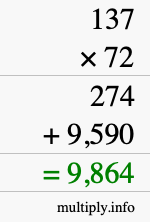 How to calculate 137 times 72 using long multiplication