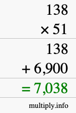 How to calculate 138 times 51 using long multiplication How to calculate 138 times 51 using long multiplication