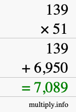 How to calculate 139 times 51 using long multiplication How to calculate 139 times 51 using long multiplication