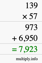 How to calculate 139 times 57 using long multiplication How to calculate 139 times 57 using long multiplication