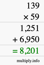 How to calculate 139 times 59 using long multiplication