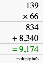 How to calculate 139 times 66 using long multiplication How to calculate 139 times 66 using long multiplication
