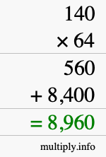 How to calculate 140 times 64 using long multiplication How to calculate 140 times 64 using long multiplication