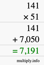 How to calculate 141 times 51 using long multiplication How to calculate 141 times 51 using long multiplication