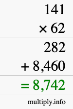 How to calculate 141 times 62 using long multiplication How to calculate 141 times 62 using long multiplication