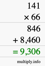 How to calculate 141 times 66 using long multiplication How to calculate 141 times 66 using long multiplication