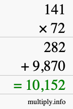 How to calculate 141 times 72 using long multiplication How to calculate 141 times 72 using long multiplication