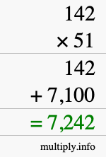 How to calculate 142 times 51 using long multiplication How to calculate 142 times 51 using long multiplication
