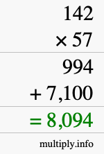 How to calculate 142 times 57 using long multiplication How to calculate 142 times 57 using long multiplication