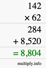 How to calculate 142 times 62 using long multiplication How to calculate 142 times 62 using long multiplication