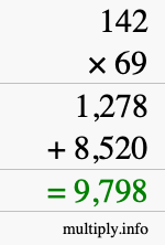 How to calculate 142 times 69 using long multiplication How to calculate 142 times 69 using long multiplication