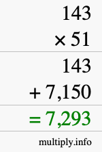 How to calculate 143 times 51 using long multiplication How to calculate 143 times 51 using long multiplication