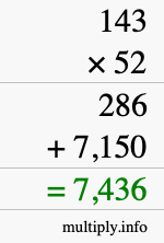 How to calculate 143 times 52 using long multiplication How to calculate 143 times 52 using long multiplication