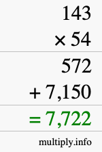 How to calculate 143 times 54 using long multiplication How to calculate 143 times 54 using long multiplication