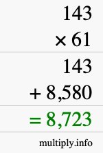 How to calculate 143 times 61 using long multiplication