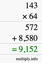 How to calculate 143 times 64 using long multiplication How to calculate 143 times 64 using long multiplication