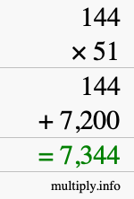How to calculate 144 times 51 using long multiplication How to calculate 144 times 51 using long multiplication