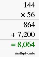 How to calculate 144 times 56 using long multiplication How to calculate 144 times 56 using long multiplication