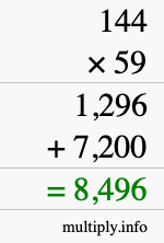 How to calculate 144 times 59 using long multiplication