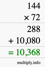 How to calculate 144 times 72 using long multiplication How to calculate 144 times 72 using long multiplication