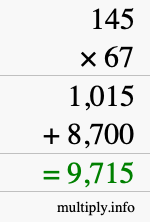 How to calculate 145 times 67 using long multiplication How to calculate 145 times 67 using long multiplication