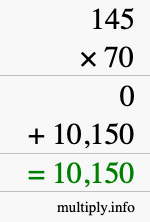How to calculate 145 times 70 using long multiplication