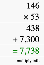 How to calculate 146 times 53 using long multiplication