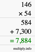 How to calculate 146 times 54 using long multiplication
