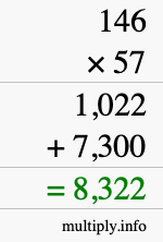 How to calculate 146 times 57 using long multiplication How to calculate 146 times 57 using long multiplication