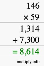 How to calculate 146 times 59 using long multiplication