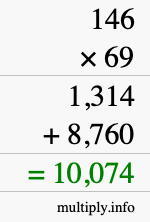 How to calculate 146 times 69 using long multiplication