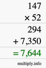 How to calculate 147 times 52 using long multiplication How to calculate 147 times 52 using long multiplication