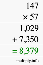 How to calculate 147 times 57 using long multiplication How to calculate 147 times 57 using long multiplication
