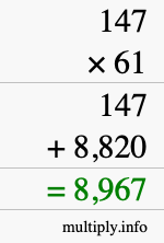 How to calculate 147 times 61 using long multiplication
