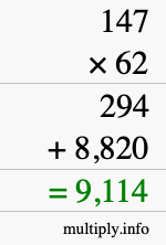 How to calculate 147 times 62 using long multiplication How to calculate 147 times 62 using long multiplication